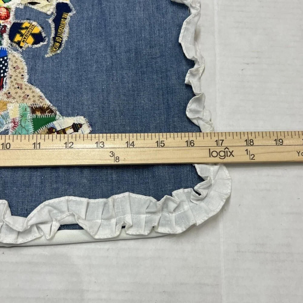 VintageHand Made Standard Pillow Sham US Map‎ Fabric State Patchwork Ruffle